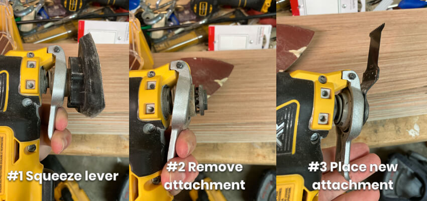 Changing the attachment on the DeWalt Oscillating tool